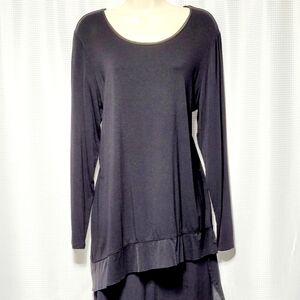 Chico's Asymmetric Black Long Sleeve Jersey Women's Size 2 (L)